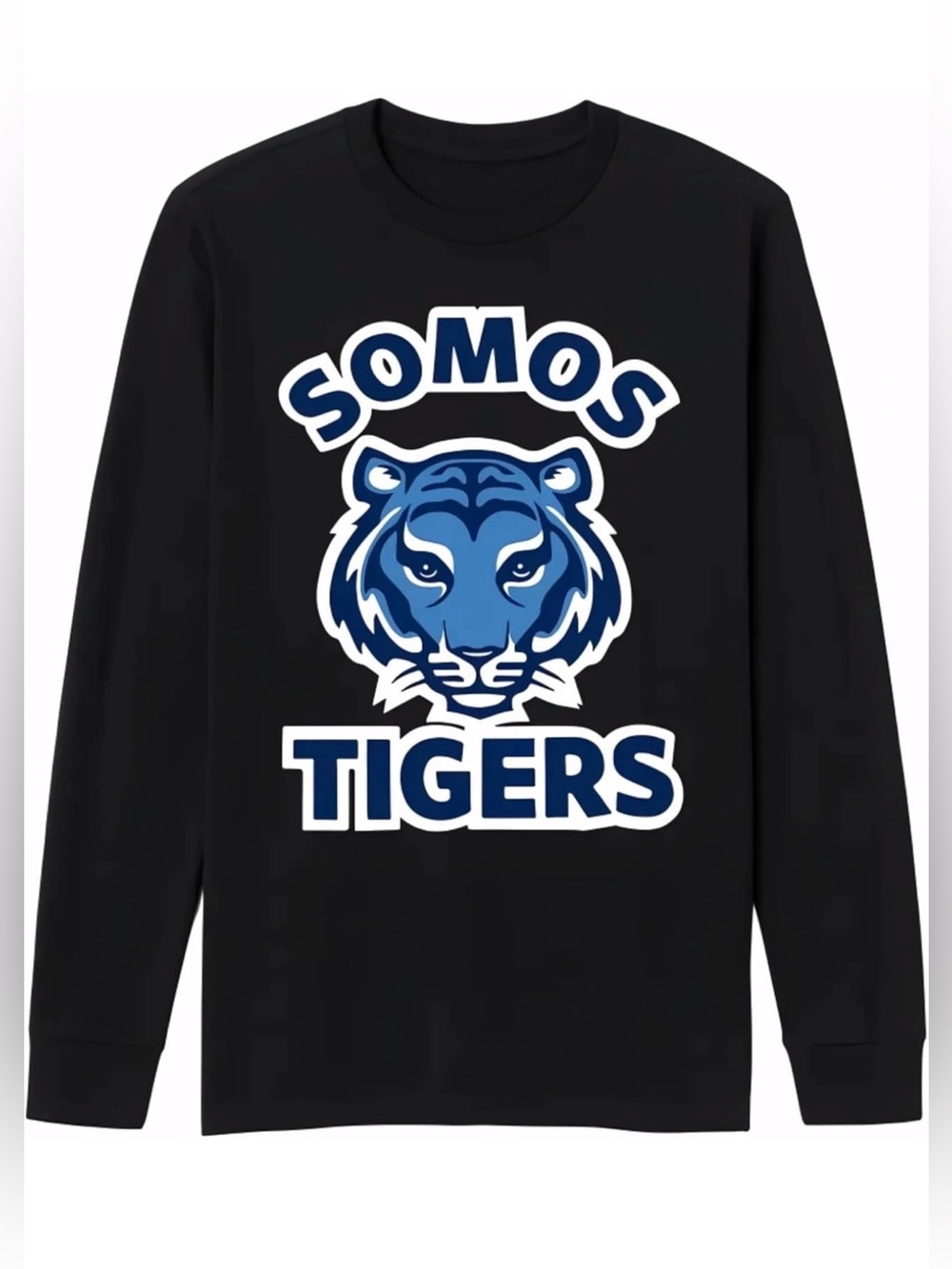 French Toast Black Long-Sleeve 'Somos Tigers' Graphic Tee with Blue Tiger